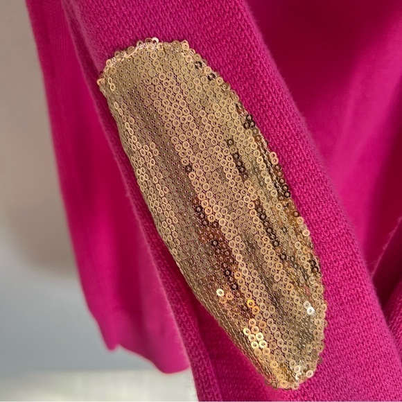 Banana Republic Cotton Angora Blend Crew Neck Sweater Sz S Pink Barbie Sequins - Picture 7 of 9